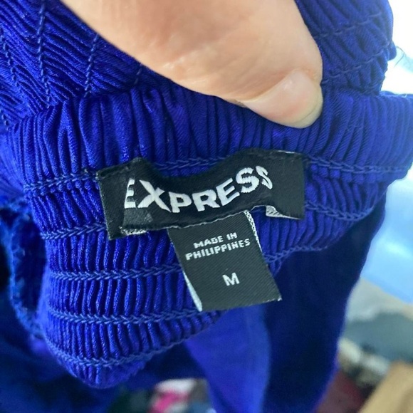 Express Vibrant Blue Bodysuit with keyhole tie front M - Picture 3 of 3